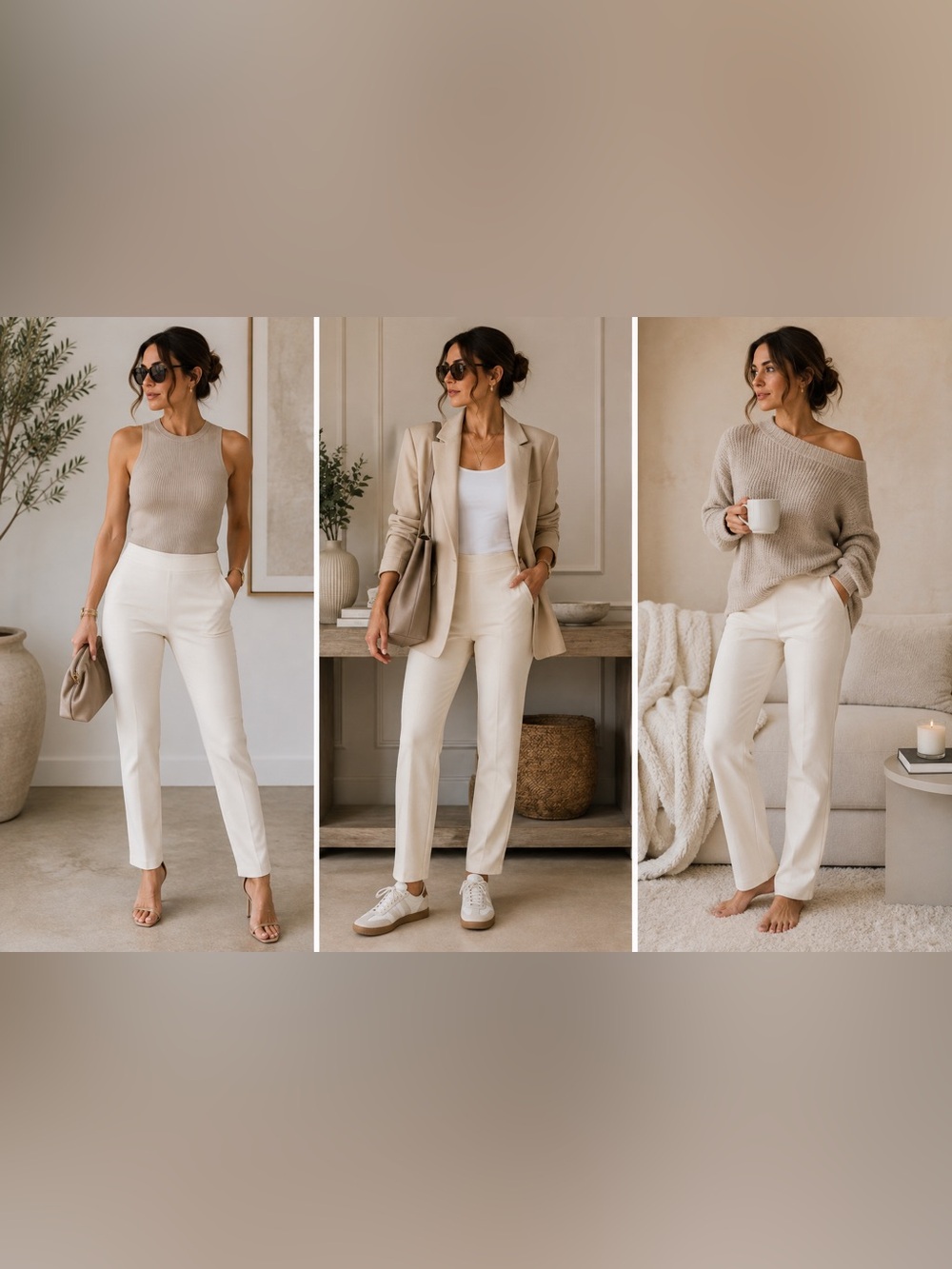 Naked Wardrobe NWT Cream Stretch Straight Leg Pants XL Minimalist $68 - Picture 2 of 8